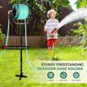Garden Hose Reel - Heavy Duty Outdoor Turntable Water Hose Holder with Sturdy Cross Base, 100 ft of 5/8" Hose Capacity, Height Adjustable 360 Degree Rotate Freestanding Hose Stand for Yard