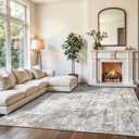 9x12 Washable Living Room Rugs - Modern Abstract Neutral Soft Large Area Rugs for Bedroom Non-Slip Low Pile Thin Stain-Resistant Carpet for Dining Room Home Office (Beige Grey)