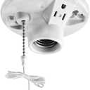 Leviton One-Piece Glazed Porcelain Outlet Box Mount, Incandescent Lampholder, Pull Chain, Top Wired, 9726-C, White