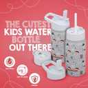 FAHRMOSIS 14 OZ Kids Water Bottle with Carrier Bag & Strap Leak Proof Metal Insulated Stainless Steel Tumbler with 2 Lids (Flip & Spout) for School & Sports Water Bottle with Straw - White (Winter)