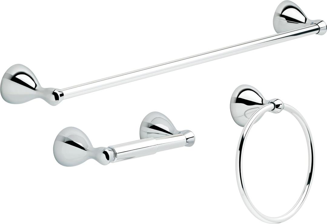DELTA FAUCET FNDS63-PC Foundations Wall Mounted 3-Piece Bath Accessory Set in Polished Chrome