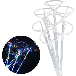 30 Set 27inch Big Clear Balloons Holder Sticks With Cups, Long Reusable Bobo Balloon Holder Sticks For 10in To 30in Various Balloons Birthday Festivals Wedding Party
