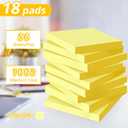3 x (18 Pack) Sticky Notes 3x3 in Yellow, Strong Adhesive, Clean Removal, Recyclable, Self-Stick Pads, Easy to Post for Home, Office, Notebook