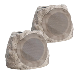 Outdoor Speakers With Lights Show Bluetooth Speakers Waterproof Patio TWS Connection Outdoor Bluetooth Speakers Wireless Solar Powered and Rechargeable Rock Speakers for Patio Pool 2Packs(Stone)