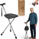 Cane with Seat Folding, Adjustable Walking Cane Chair, Anti-Slip Walking Stick Seat, 32-36"