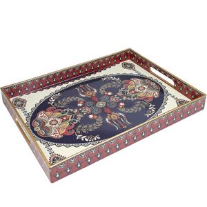 Spsyrine Plastic Serving Tray for Ottoman, Coffee Table, Rectangle Decorative Tray for Entertaining, Outdoor, Living Room, Home Decor (11.8" x 15.7" x 1.6", 30 Navy Blue)