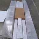 32x84 Inch White Sliding Barn Door Slab with 5.5ft Hardware Kit Included, 5-Panel, MDF Wood Panel Covered with Water-Proof Scratch-Proof PVC Surface, Simple DIY Assembly