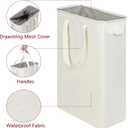 efluky Slim Laundry Basket, Narrow Laundry Hamper with Handles, Collapsible Dirty Clothes Hamper, Tall Laundry Bin for Laundry Room, Dorm and Bedroom, 12.7 Gallons(48L) Beige