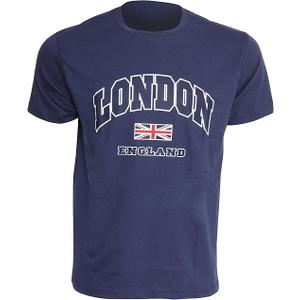 Mens London England Print 100% Cotton Short Sleeve Casual T-Shirt/Top (L - 42inch - 44inch) (Navy)
M