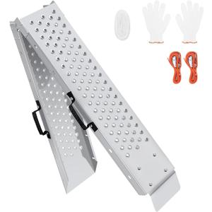 77.7 inches Long and 8.6 inches Wide Heavy Duty Folding Loading Ramp, Motorcycle; Lawn Mower; Snow Plough; Bikes; ATV; UTV; Golf Carts, Circular Hole, Pack of 1