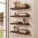 Axeman 24 inch Solid Black Walnut Floating Shelves for Wall, 6.7" Deep Real Wood Shelves for Home Decor, Wall Mounted Heavy Duty Bracket Shelf, Natural Wooden Shelves, Set of 2
