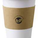 KTOB [50 pack] 16 oz Compostable Coffee Cups with Lids and Kraft Sleeves, Eco Friendly Disposable White Paper Cups Combo for Hot Beverage