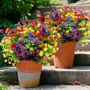 24 Bundles Artificial Flowers for Outdoors UV Resistant, Artificial Flowers Outdoor Decoration, No Fade Faux Fake Flowers Greenery Shrub Plants for Garden Home Front Porch Window Hanging Decor