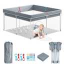Giluta Foldable Baby Playpen with Mat, Portable Playard for Babies and Toddlers, No Assembly Required, Indoor & Outdoor Kids Safety Play Pen Area, Travel Baby Fence, Playpen 50"  50"