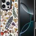 for iPhone Case - [6.6 ft Military-Grade Drop Protection] [Anti-Peel Technology] Clear Black TPU Bumper Case with Cute Design (Wild Mushrooms, iPhone 16 Pro)