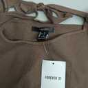 Forever 21 Women's GigotSleeve SweaterKnit Crop Top Espresso Large