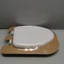 Mayfair Padded Toilet Seat, Cushioned Soft Vinyl over Wood Core Seat, Secure Hinges, Easy Clean, Made in USA, Elongated, White