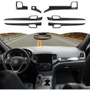 RT-TCZ Carbon Fiber Center Console Dashboard Panel Trim Inner Door Handle Cover Interior Trim Kit Decor Accessories for Jeep Grand Cherokee 2011-2020