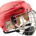 Ice Hockey Helmet Breathable Hockey Helmet with Cage for Youth Adult (X-Large, Red)