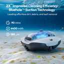 Bubot 300P Coedless Pool Vacuum for Above Ground Pools, Robotic Pool Cleaner with Bluehole Suction, Dual Motors, DirtLock 2.0, Smart Sensor, Double Filtering, Up to 850 Sq.Ft, Light White