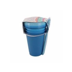 Little Table 7 oz Tumbler with Lid and Straw- Blues, 4Pcs