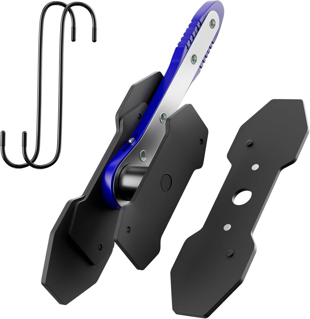 Brake Caliper Compression Tool, Caliper Piston Compressor Tool with Additional 2 pcs Large Steel Plate and 2 Hooks, 360Adjustable Brake Caliper Tool for Single Twin Quad Piston Calipers (Blue)