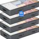 Under Bed Storage Containers, Closet Organizers and Storage Bins, Foldable Underbed Storage Bags for Blankets, Towels, Comforter, Sweaters, Linen Sheets, Wrapping Paper (Grey, 4 Pack)