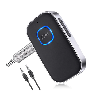 COMSOON Bluetooth Receiver for Car, Noise Cancelling 3.5mm AUX Bluetooth Car Adapter, Wireless Audio Receiver for Home Stereo/Wired Headphones, Hands-Free Call, 16H Battery Life - Black+Silver