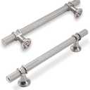 10 Pack 5 Inch Cabinet Pulls knurled Brushed Satin Nickel Kitchen Cabinet Handles Aluminum and Zinc Alloy Drawer Pulls Solid Cabinet Hardware (5'' Hole Center(128mm))