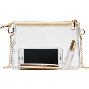 Clear Purse for Women - Stadium Approved Small Crossbody Bag with Zipper, Clear Stadium Bag for Concerts, Sports (Brown)