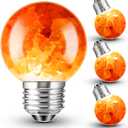 E26 Himalayan Salt Lamp Light Bulbs 3W, 2200K Warm Amber Night Light Bulbs 100lm, E26 G45 Pink Salt Rock Lamp Bulb for Bedroom Sleep, Stress Relief, Ambient Mood Lighting, Decor, Non-Dimmable, 4 Pack