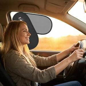 TFY Rotatable Car Side Window Sun Shade 2-in-1 Adjustable Dual Layer Visor (Opaque Silver & Dark Tint) Static Cling Sun Blocker for Driver Glare, UV Protection & Heat Reduction