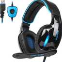 SADES SA902 7.1 USB Surround Sound PC Headsets Over-Ear Gaming Headphones with Microphone LED Light