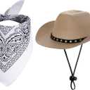 choyaxo Halloween Costumes for Dogs Cat Pet Cowboy Costume Cowboy Hat with Bandana Set for Halloween, Christmas, Holiday, Party, Cosplay (Khaki, Large)