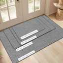 LEKEEPGO Ultra Thin Indoor Door Mat 17"x29", Low-Profile Door Mat Indoor Entrance, Non Slip Rubber Backing Inside Doormat Washable Welcome Front Entryway Dirt Trapper Entry Mat, Grey