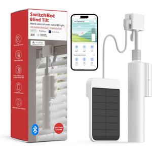 SwitchBot Blind Tilt Motorized Blinds - Smart Electric Blinds with Bluetooth Remote Control, Solar Powered, Light Sensing Control, Add Hub Mini to Make it Compatible with Alexa & Google Home