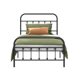 Kujielan Metal Bed Frame - Structurally Stable Heavy Duty Steel Slat Supported Twin Bed Frames, No Box Spring Needed for Easy Removal and Transport.