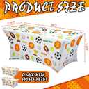 HunnmingRe 2 Pcs 6FT Sports Themed Spandex Tablecloth, Stretch Fitted Rectangle Table Cover with Leg Pockets, Soccer Basketball Baseball Football Print for Birthday Party Sports Game Decor