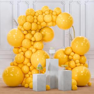 PartyWoo Mustard Yellow Balloons 100pcs Different Sizes of 18 12 10 5 Inch Yellow Fall Balloon Arch Kit for Birthday Engagement Baby Shower Bee Sunflower Little Cutie Party Decorations Yellow-Y10
