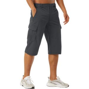 EKLENTSON Men's Workout Shorts Quick Dry Gym Hiking Shorts Zipper Pockets Lightweight Athletic 3/4 Capri Pants for Men (Black)
