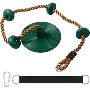 Disc Swing for Kids Outdoor  Heavy Duty Tree Swings with Non-Slip Platform & Adjustable Rope, Swing Seat for Backyard and Outdoor Fun (Includes Carabiner & Strap) (Green)