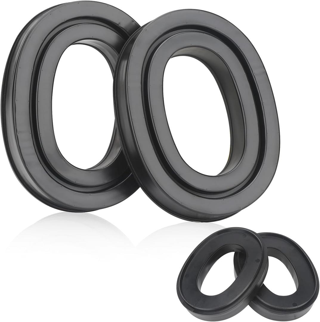 Upgraded Gel Ear Pads for 3M WorkTunes Hearing Protector (90541 90542), High Density Noise Reduction Replacement Gel Cups with Adapter Plates for Peltor Sport Tactical 300/500 Headset, 1 Set-Black