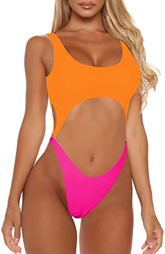 Sovoyontee Women's Sexy One Piece Swimsuits Cheeky Thong Bikini Bathing Suit, Large