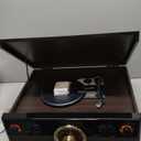 10-in-1 Vintage Bluetooth Record Player with Speakers, All-in-One Turntable for Vinyl, CD, Cassette & USB Recording, Perfect for Home Audio Gifts (Black Walnut)