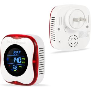 Combination Gas & Carbon Monoxide Detector, Plug in Natural Gas Detector,Propane,Methane,Carbon Monoxide Alarm for Home,Apartment,RV,4-in-1 Color Display Level: PPM,%LEL,F and RH%