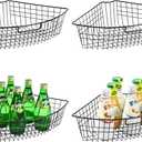 Leeden Lazy Susan Wire Storage Organizer Basket with Handle-Metal Cabinet Storage Bins -Kitchen Cabinet Organizer-1/4 Wedge Can Organizer Black (for 24" Lazy Susan, 4 Pack)