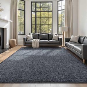 FinRec 6x9 Washable Area Rugs for Bedroom Living Room, Low Pile Thin Rug Solid Color, Non-Slip Carpet Indoor for Home Decor (Grey)