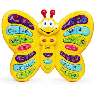 Preschool ABC Learning Toy, Interactive Educational Butterfly Toy for Toddlers, Animal Sounds & Music, Early Development See and Say Baby Toys for 3 Year Old Boys & Girls, Medium