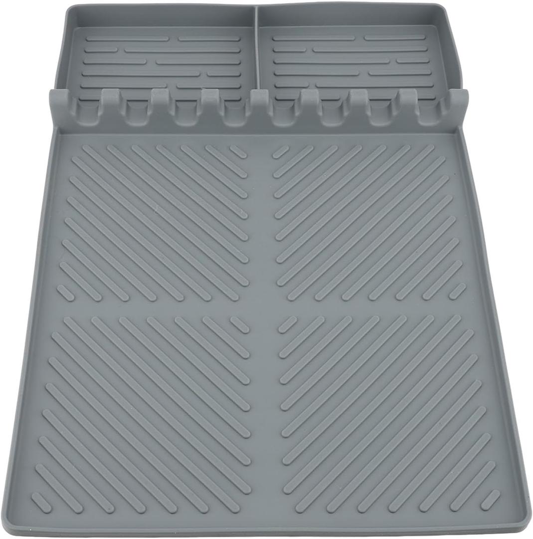 Silicone Spatula Mat, Griddle Tool Mat with 8 Slots, Drip Water Mat for Outdoor Kitchen Countertop, Ideal for Barbecue Enthusiasts