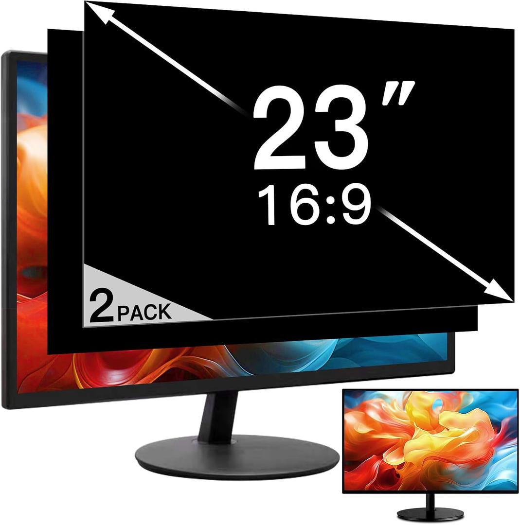 2 Pack 23 Inch Privacy Screen for Computer Monitor 16:9 Aspect Ratio, Eye Protection Anti-Glare Computer Screen Cover, Removable Anti-Scratch Computer Screen Privacy Shield for 23'' Widescreen Monitor